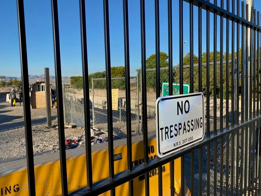 The City of Las Vegas set up a barricade at a homeless encampment.